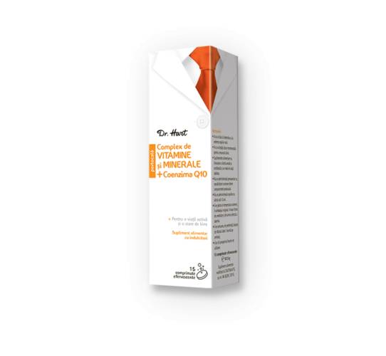 Dr.Hart Compex de Vitamine&Minerale + Coenzima Q10, 15 comprimate efervescente