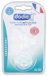 Set tetine din silicon anti-colici cu gat larg 0-6 luni Debit 1 Plate Sensation+, 2 bucati, Dodie