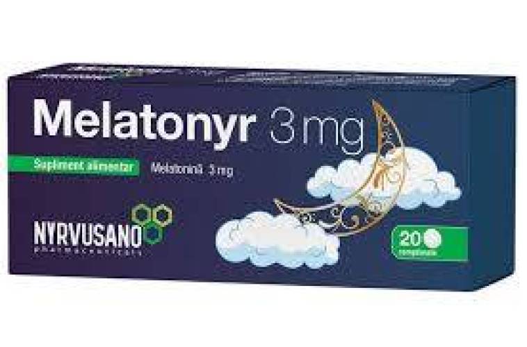 MELATONYR - melatonina, 3 mg, 20 cp, NYRVUSANO PHARMACEUTICALS