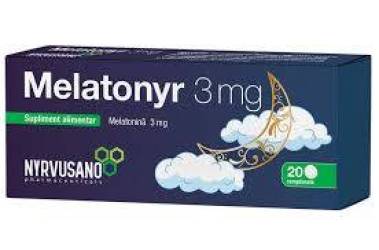 MELATONYR - melatonina, 3 mg, 20 cp, NYRVUSANO PHARMACEUTICALS