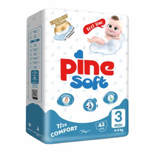 Scutece midi Soft, 4-9 kg, 42 bucati, PINE
