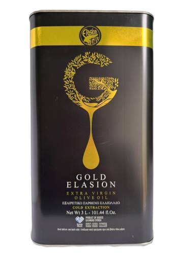 Ulei de masline extravirgin, presat la rece, aciditate 0,3%, origine Creta - 3 litri -  Elasion