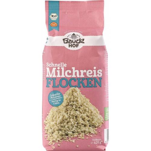 Fulgi de orez integral pentru lapte, eco-bio, fara gluten, 425 g, BauckHof