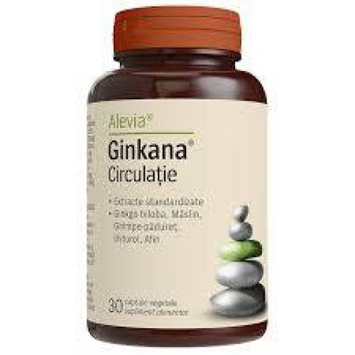 Ginkana Circulatie, contribuie la imbunatatirea circulatiei, 30 capsule vegetale, Alevia