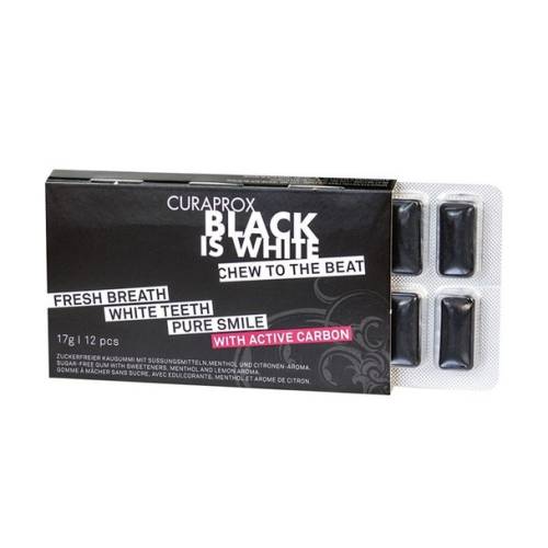 Guma de Mestecat CURAPROX Black is White 12 bucati