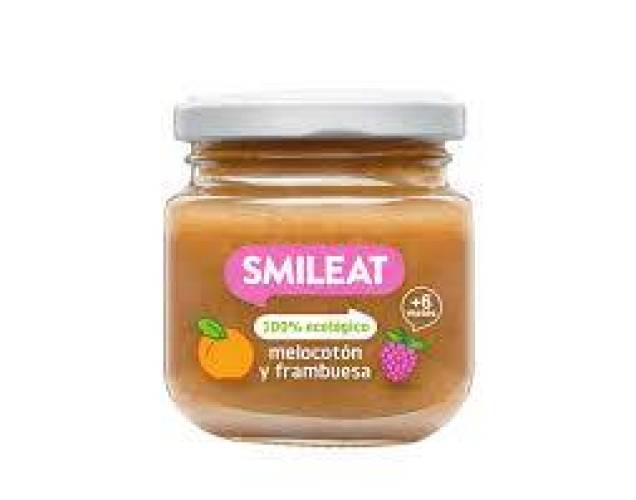 Piure din piersici si zmeura, + 6 luni, eco-bio, 130 g, Smileat
