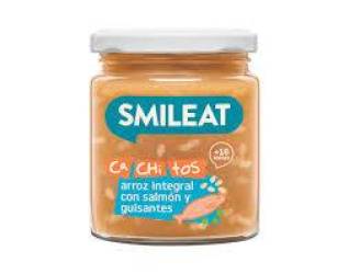 Mancare din somon, mazare si orez integral, + 10 luni, eco-bio, 230 g, Smileat