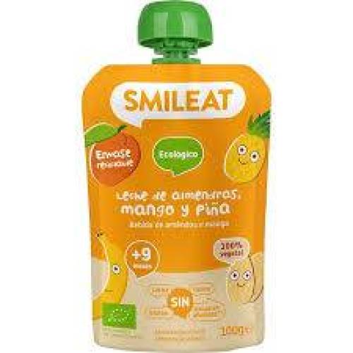 Piure din lapte de migdale, mango si ananas, + 9 luni, 100 g, Smileat