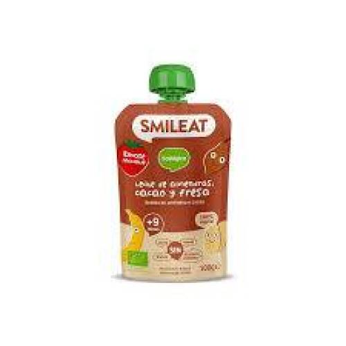 Piure din lapte de migdale, cacao si capsuni, +9 luni, eco-bio, 100 g, Smileat