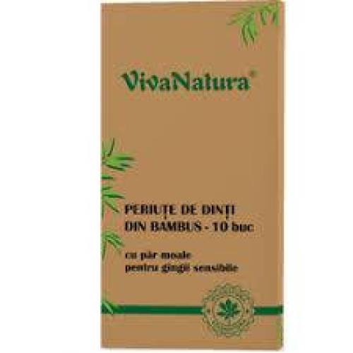 Periute de dinti din bambus, 10 bucati, VivaNatura