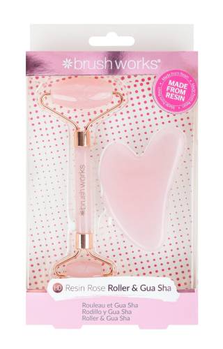 Roller pentru fata + Gua Sha Roz, 1 bucata, Brushworks