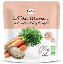 Mancare bucatele mici cu 48% morcovi si orez brun, +8/10 luni, eco-bio, 190 g, Popote