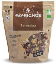 Fulgi crocanti cu 3 feluri de ciocolata, eco-bio, 400 g, Favrichon