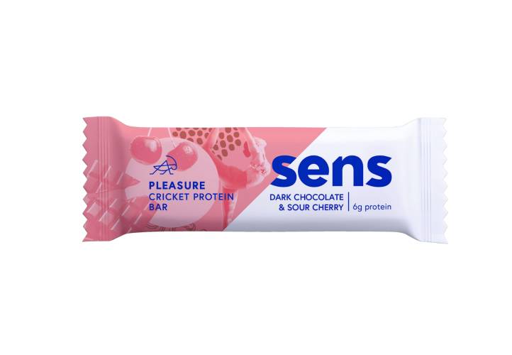 Baton proteic cu aroma de ciocolata neagra si visine Pleasure, 40g, Sens