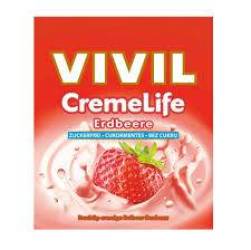Bomboane Creme Life classic cu capsuni, fara zahar, 60 g, Vivil