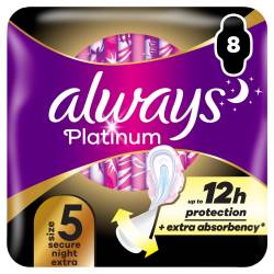 Absorbante Platinum Secure Night Extra, 8 bucati, Always