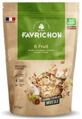 Musli crocant cu 6 fructe si nuci, eco-bio, 375 g, Favrichon