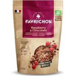 Musli crocant cu zmeura si ciocolata, eco-bio, 375 g, Favrichon