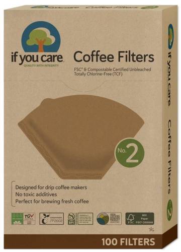 Filtre de cafea marimea 2, nealbite, fara clor, compostabile, 100 bucati, If You Care