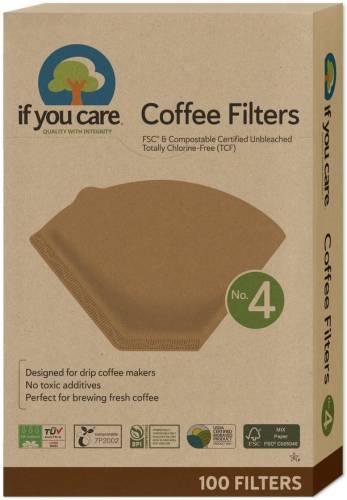 Filtre de cafea marimea 4, nealbite, fara clor, compostabile, 100 bucati, If You Care