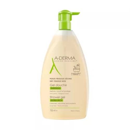 Gelul de dus spumant ultra-bogat A-Derma, 750 ml