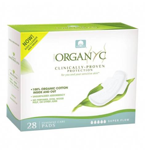 Absorbante intime Superflow din bumbac organic, 28 bucati, Organyc