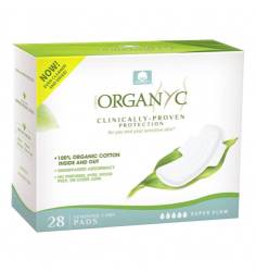 Absorbante intime Superflow din bumbac organic, 28 bucati, Organyc