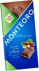 Ciocolata cu lapte si alune fara zahar cu indulcitor 90g, Monteoro