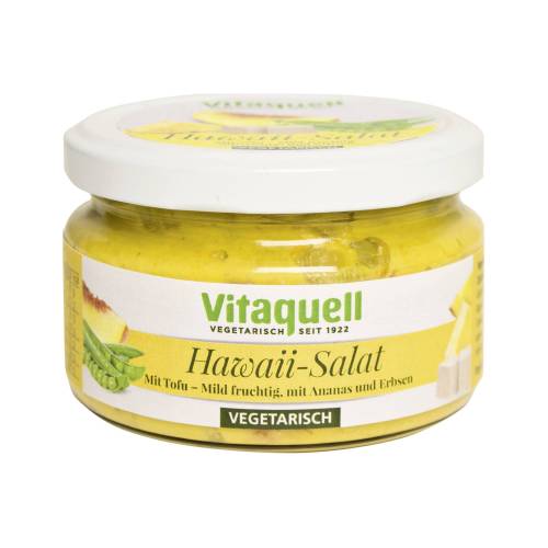 Salata hawaiiana cu tofu, ananas, piersici si mazare, 200 g, Vitaquell