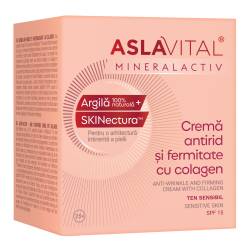 Crema antirid și fermitate cu colagen, SPF15, ten sensibil, 50ml, Aslavital