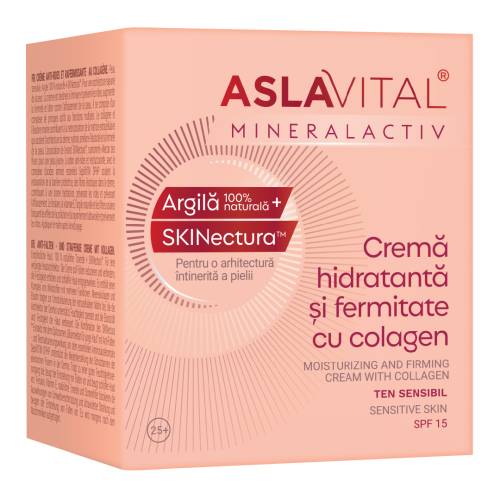 Crema hidratanta si fermitate cu colagen SPF15, ten sensibil, 50ml, Aslavital