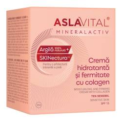 Crema hidratanta si fermitate cu colagen SPF15, ten sensibil, 50ml, Aslavital