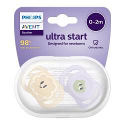 Suzete Ultra Start Mov/Portocaliu, SCF075/03, 0-2 luni, 2 bucati, Philips Avent