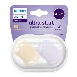 Suzete Ultra Start, SCF075/01, Mov/Portocaliu, 0-2 luni, 2 bucati, Philips Avent