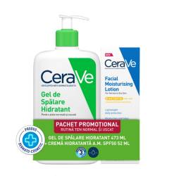 CeraVe Pachet Gel de Spalare Hidratant 473ml + Crema AM SPF 50, 52ml