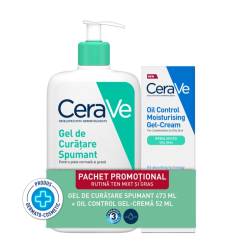 Cerave Pachet Gel Curatare Spumant 473ml + Gel-Crema Oil Control 52ml