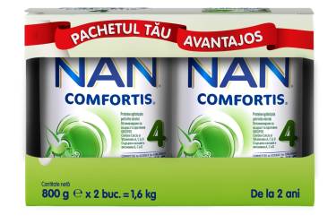 Nestle Nan 4 Comfortis, 2 x 800g, Lapte praf copii 2 ani+ | Pachet avantajos