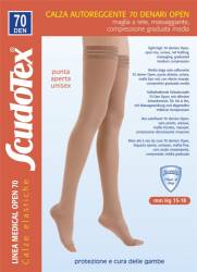 Scudotex 823 Ciorapi medicali coapsa, varf deschis, compresie medie 70 DEN, Daino, marimea 6-XXL