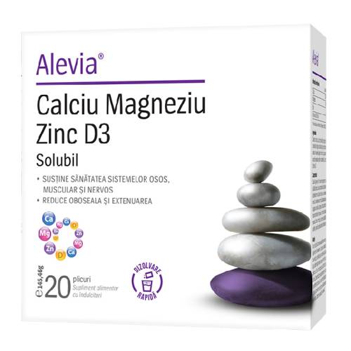 Calciu Magneziu Zinc, 20 plicuri, Alevia