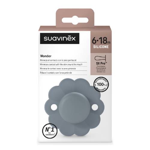 Suzeta fiziologica din silicon Wonder, 6-18 luni, abastru marin, 1 bucata, Suavinex
