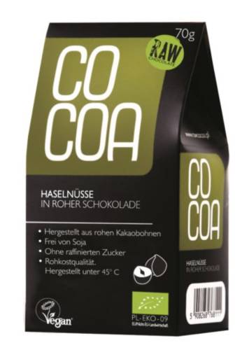 Alune in ciocolata raw-vegan, eco-bio, 70g - Cocoa
