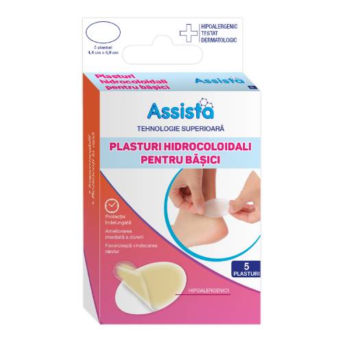Plasturi hidrocoloidali pentru basici, mediu, 5 bucati, Assista