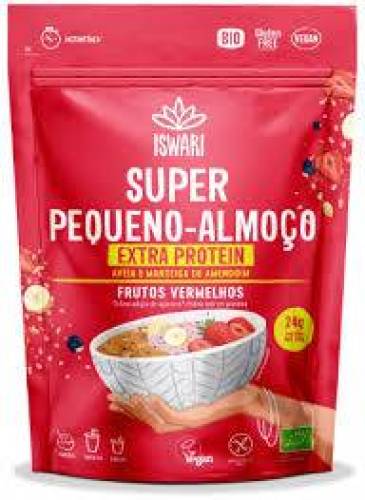Mic dejun cu ovaz si fructe de padure rosii, fara zahar, extra proteine, eco-bio, 360 g,  Iswari