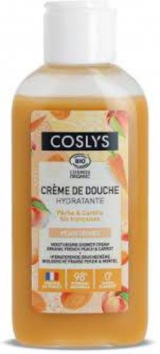 Crema de dus hidratanta, cu piersici si morcovi, format calatorie, 75 ml, Coslys