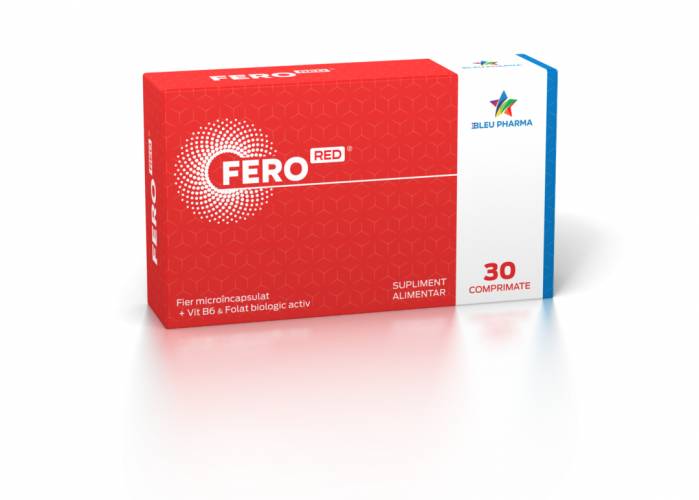 FERORED - fier complet cu vit. B6 si folat, 30 comprimate, BLEU PHARMA