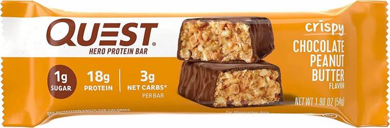 Quest Hero Crispy Baton Proteic Cu Aroma De Ciocolata Si Unt De Arahide, 54 G, GNC