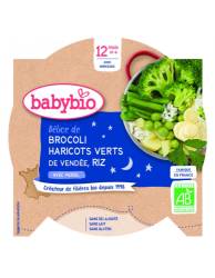 Meniu brocoli, fasole verde si orez Bio, 230g, BabyBio