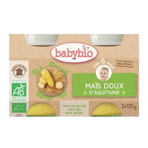 Piure de porumb dulce Bio, 2 x 130g, BabyBio
