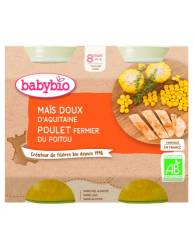 Piure de porumb dulce si pui Bio, 2 x 200g, BabyBio