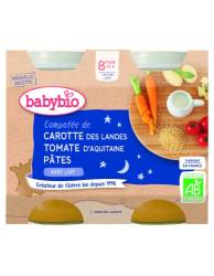 Piure de morcovi cu rosii si paste, 2 x 200g, BabyBio
